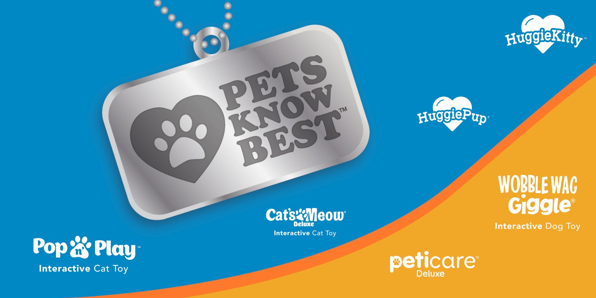 The Pets Know Best family: Wobble Wag Giggle, HuggiePup, HuggieKitty, PetiCare, Pop n Play and Cat's Meow