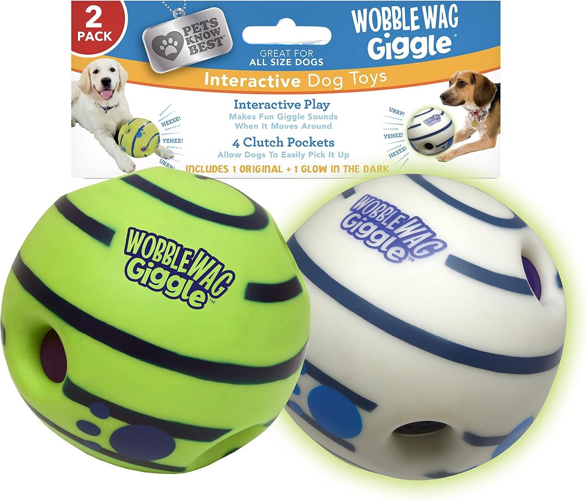 Wobble Wag Giggle Ball 2-Pack — Original & Glow